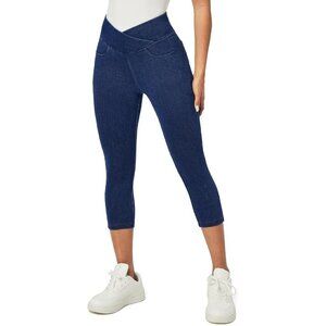 Women’s Stretch Capri Jeans Tummy Control High Waist Pull On Denim Pants